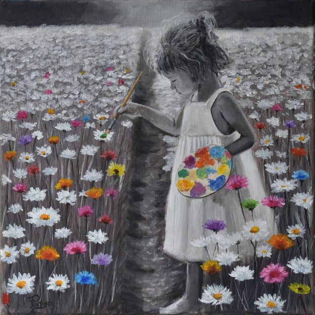 Lobke schildert de bloemen – Jan Pultijn, @pultino_art